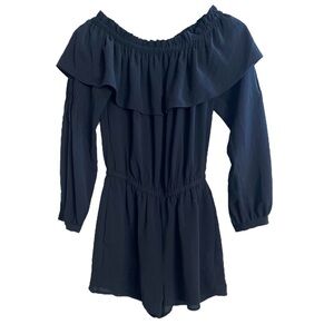 MICHAEL Michael Kors Black Romper Size XS Ruffles Off Shoulder EUC